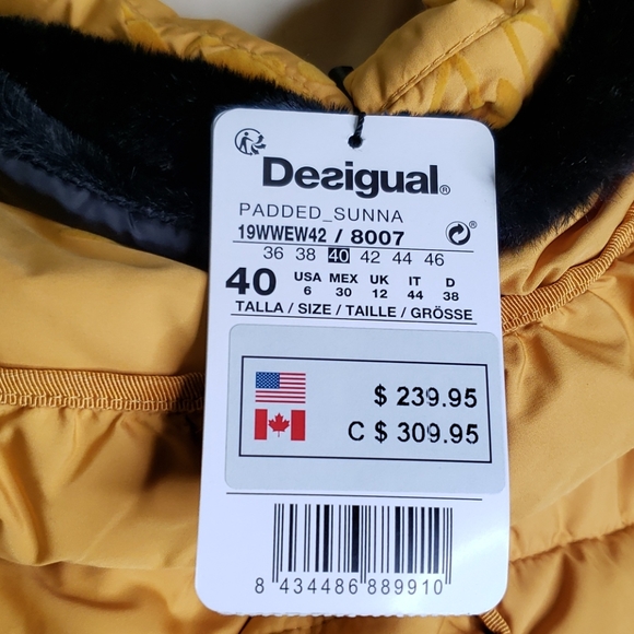 Desigual Yellow Embossed Padded Sunna Jacket - Picture 7 of 8